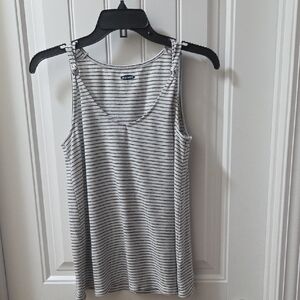 Old Navy White and Black Striped Tank Top